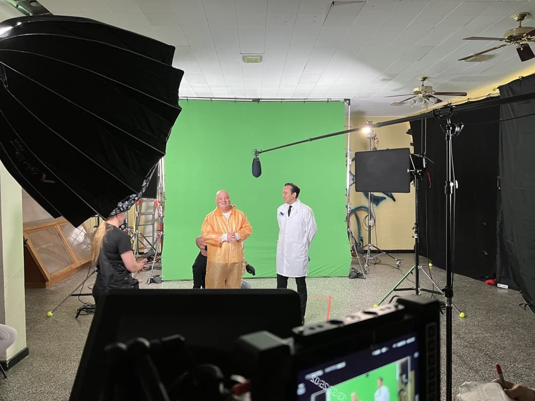 Behind the scenes photo 22 from Clone Cops production showing david ditmore and steve byrne the opening training scene